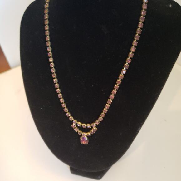 Bundle of choker necklaces two jeweled necklaces one red one pink one serpentine - Picture 2 of 5